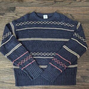 Navy Blue Patterned Men's Sweater by 18 East MFG. ( Made in Italy- size Large)